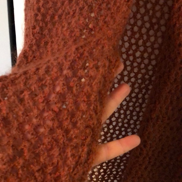 Rust Colored Hooded Mid-length Cardigan Sweater - Picture 5 of 5